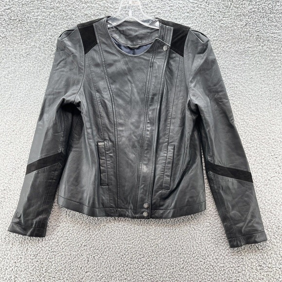 Kookai Jacket Black Lamb Leather Suede Moto Jacket Coat
